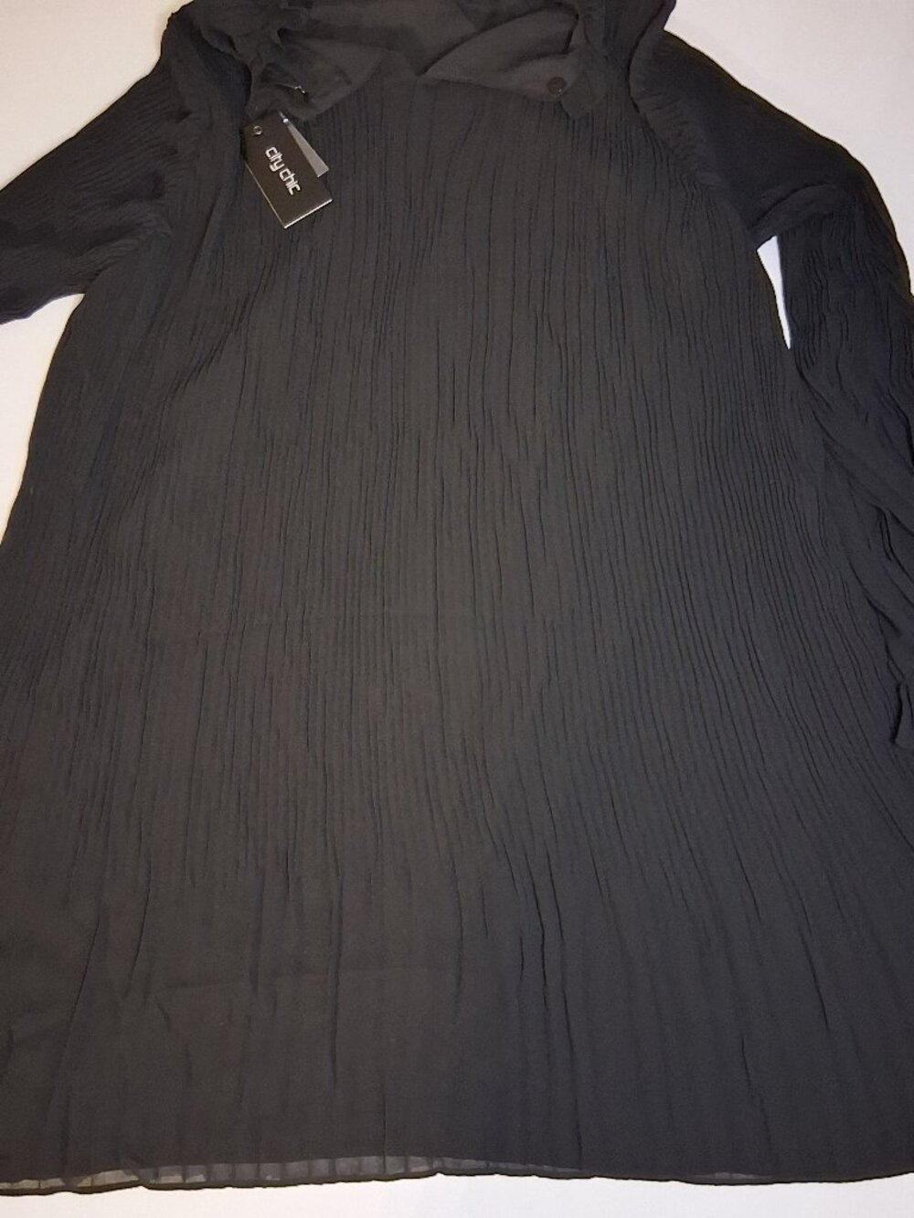 Size 12 Plus CITY CHIC Black Pleat Ruffle Dress